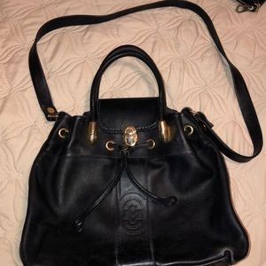 Marino Orlandi Blk Leather Drawstring Purse
